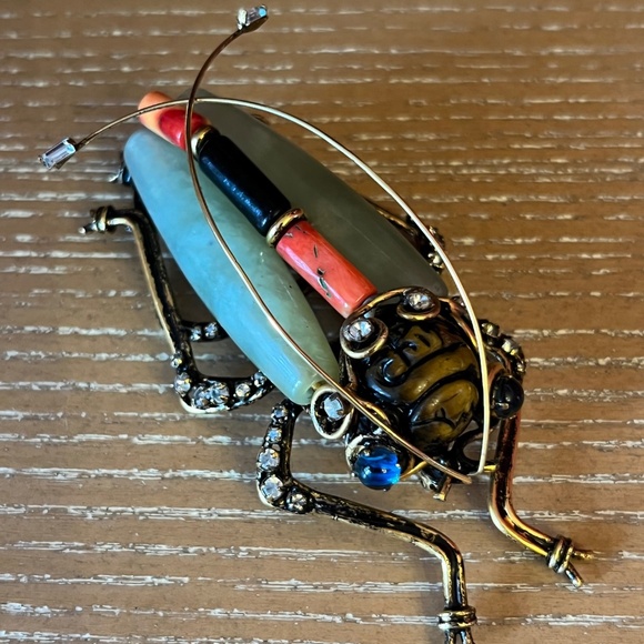 IRADJ MOINI Vintage Large Beetle Bug Insect Brooch Pin Costume Designer Jewelry - Picture 10 of 11